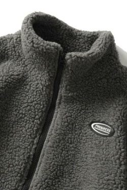 Y2K Grunge Fleece Jacket - Retro 90s Fashion, Summer Outfits, and Pastel Goth Style