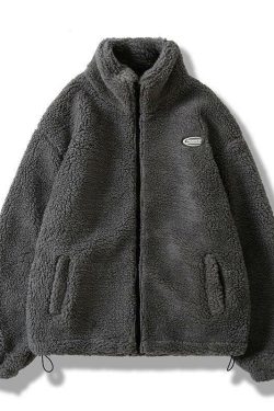Y2K Grunge Fleece Jacket - Retro 90s Fashion, Summer Outfits, Y2K Club & Party Style