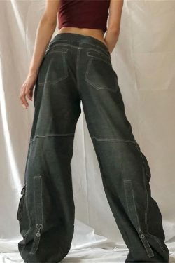 Y2K Grunge Floral Print Loose Denim Jeans - Retro 90s Summer Outfit, Y2K Fashion Essentials