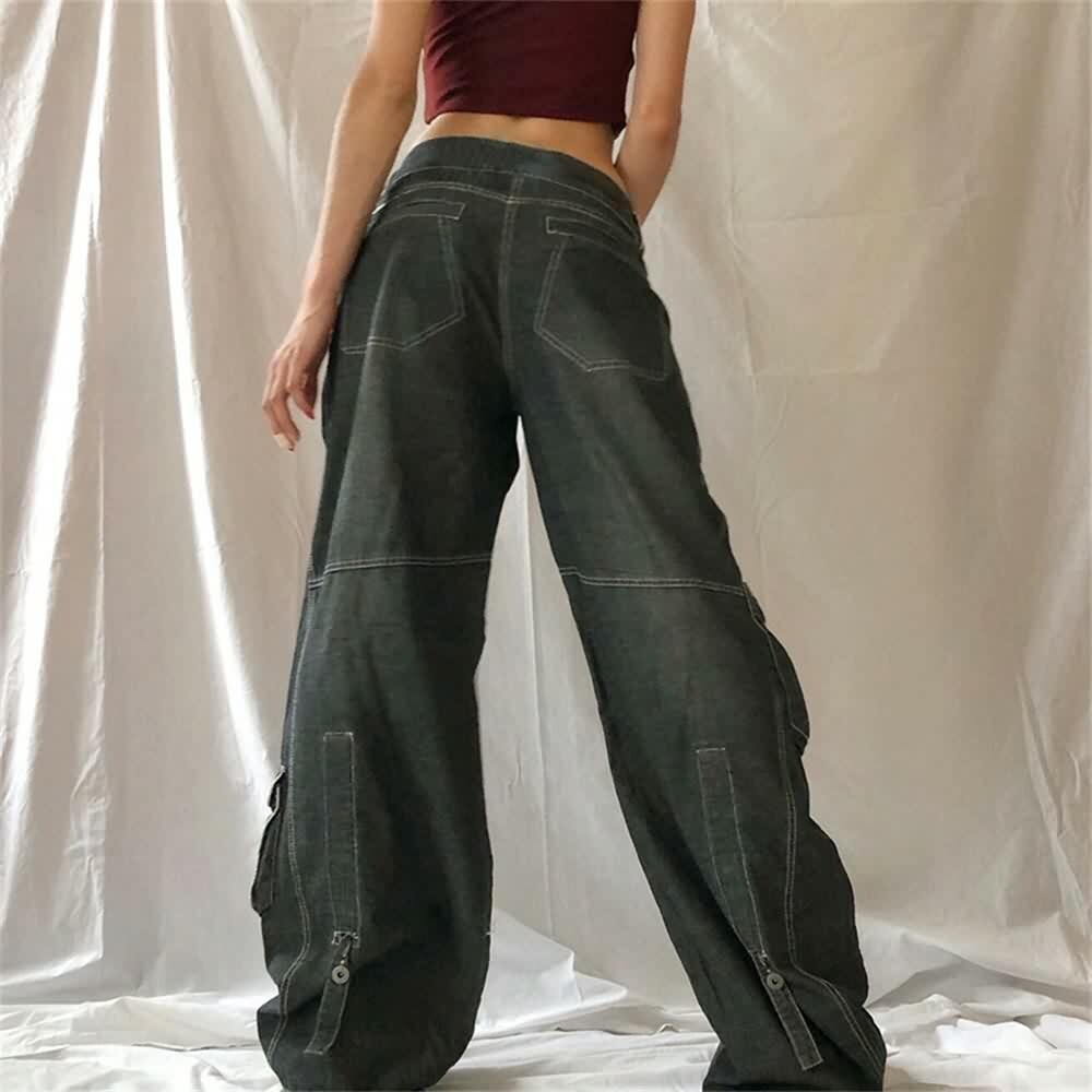 Y2K Grunge Floral Print Loose Denim Jeans - Retro 90s Summer Outfit, Y2K Fashion Essentials