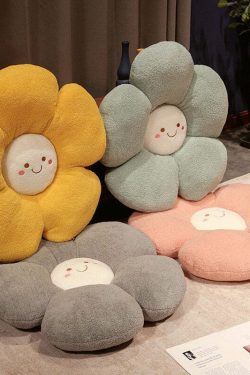 Y2K Grunge Flower Plush Pillow - Retro 90s Aesthetic, Pastel Goth, Y2K Summer Decor