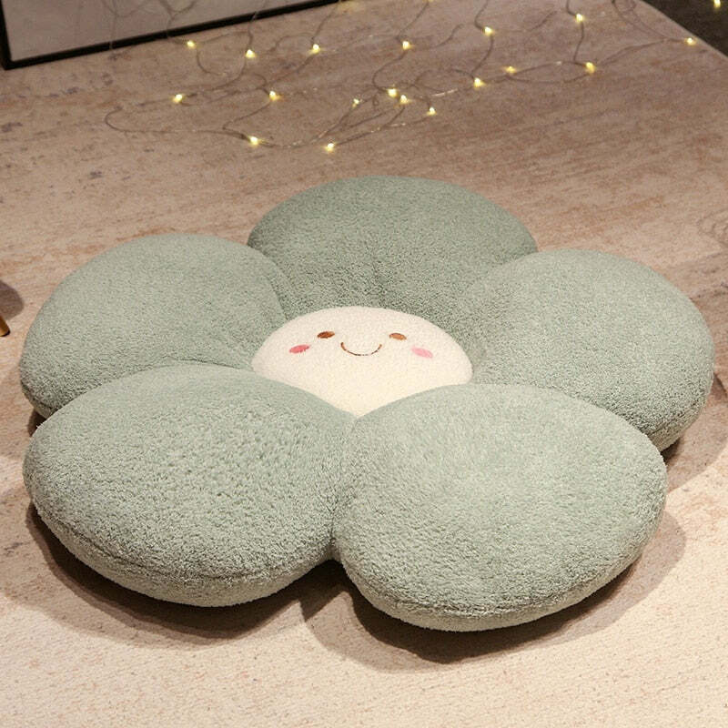 Y2K Grunge Flower Plush Pillow - Retro 90s Aesthetic, Pastel Goth, Y2K Summer Decor