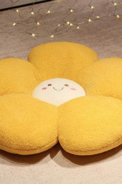 Y2K Grunge Flower Plush Pillow - Retro 90s Aesthetic, Pastel Goth, Y2K Summer Decor