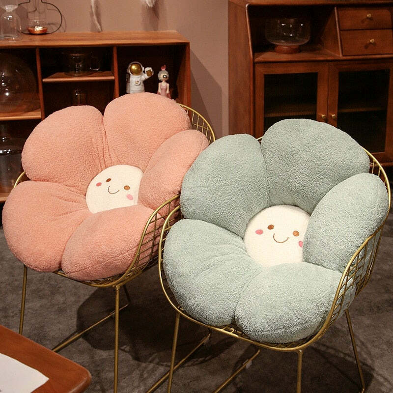 Y2K Grunge Flower Plush Pillow - Retro 90s Aesthetic, Pastel Goth, Y2K Summer Decor