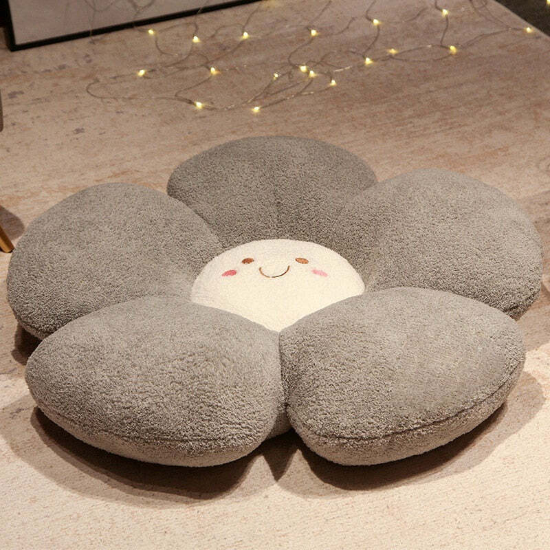 Y2K Grunge Flower Plush Pillow - Retro 90s Aesthetic, Pastel Goth, Y2K Summer Decor