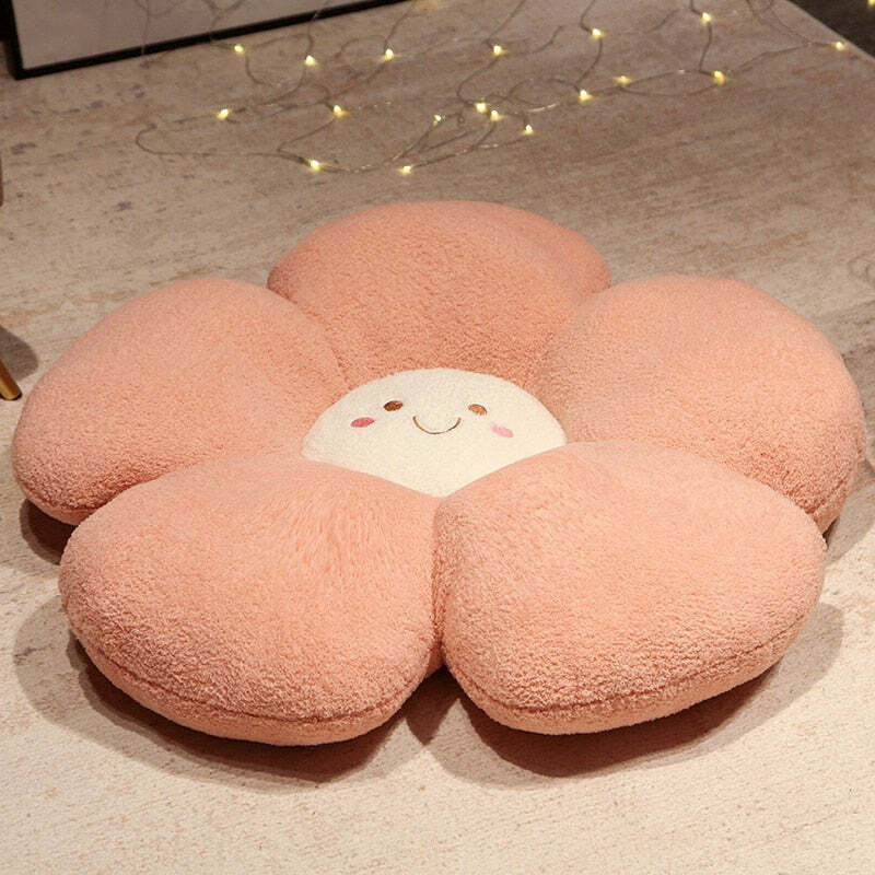 Y2K Grunge Flower Plush Pillow - Retro 90s Aesthetic, Pastel Goth, Y2K Summer Decor