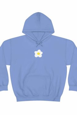 Y2K Grunge Flower Sweatshirt Hoodie - Retro 90s Summer Outfit, Pastel Goth, Y2K Fashion