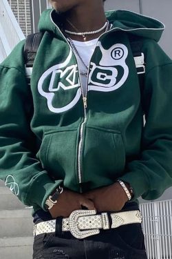 Y2K Grunge Full Zip Hoodie - Retro 90s Fashion, Summer Y2K Outfits, Pastel Goth Style