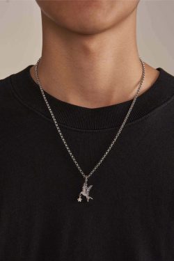 Y2K Grunge Galaxy Dove Necklace - Retro 90s Fashion, Pastel Goth, Y2K Popstar Style