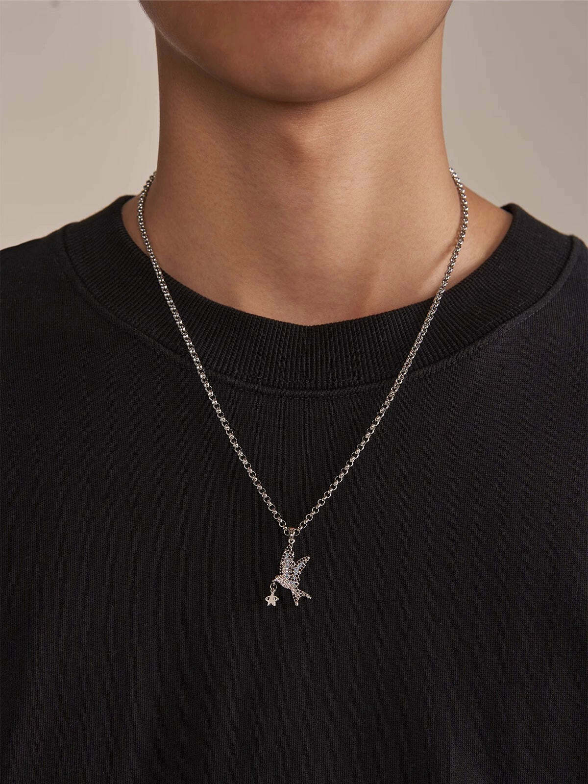Y2K Grunge Galaxy Dove Necklace - Retro 90s Fashion, Pastel Goth, Y2K Popstar Style
