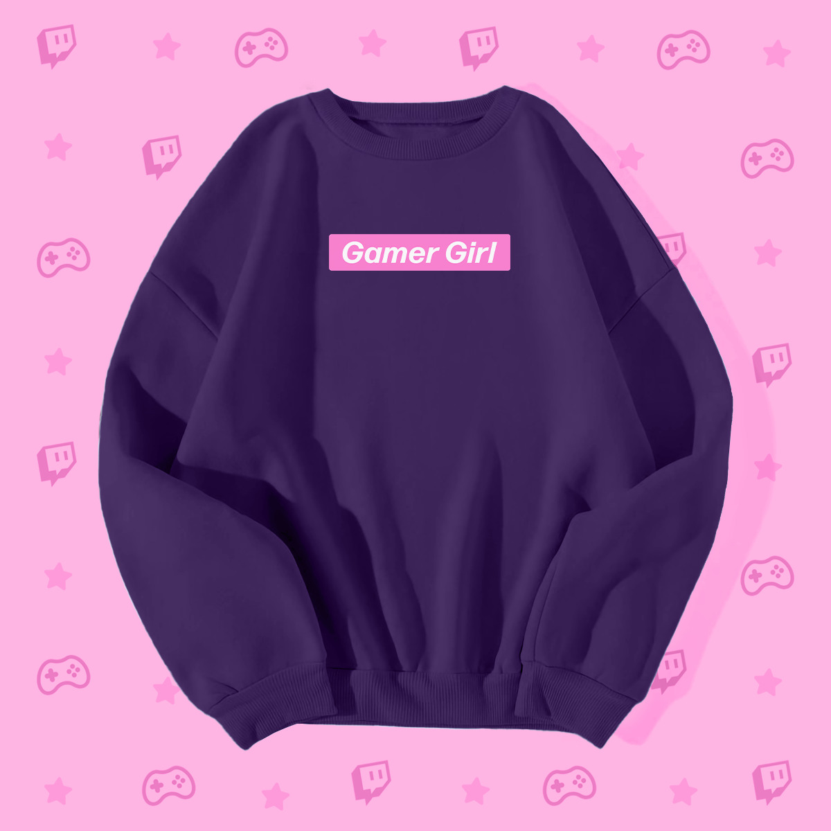 Y2K Grunge Gamer Girl Pink Box Logo Sweatshirt - Retro 90s Fashion, Summer Y2K Outfits