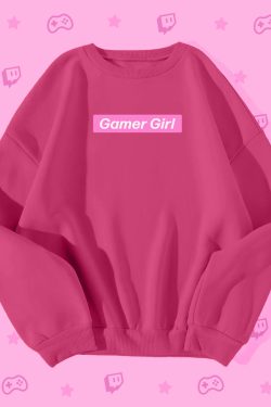 Y2K Grunge Gamer Girl Pink Box Logo Sweatshirt - Retro 90s Fashion, Summer Y2K Outfits