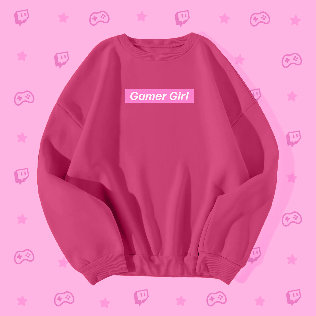 Y2K Grunge Gamer Girl Pink Box Logo Sweatshirt - Retro 90s Fashion, Summer Y2K Outfits