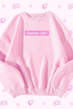 Y2K Grunge Gamer Girl Pink Box Logo Sweatshirt - Retro 90s Fashion, Summer Y2K Outfits