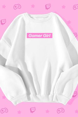 Y2K Grunge Gamer Girl Pink Box Logo Sweatshirt - Retro 90s Fashion, Summer Y2K Outfits