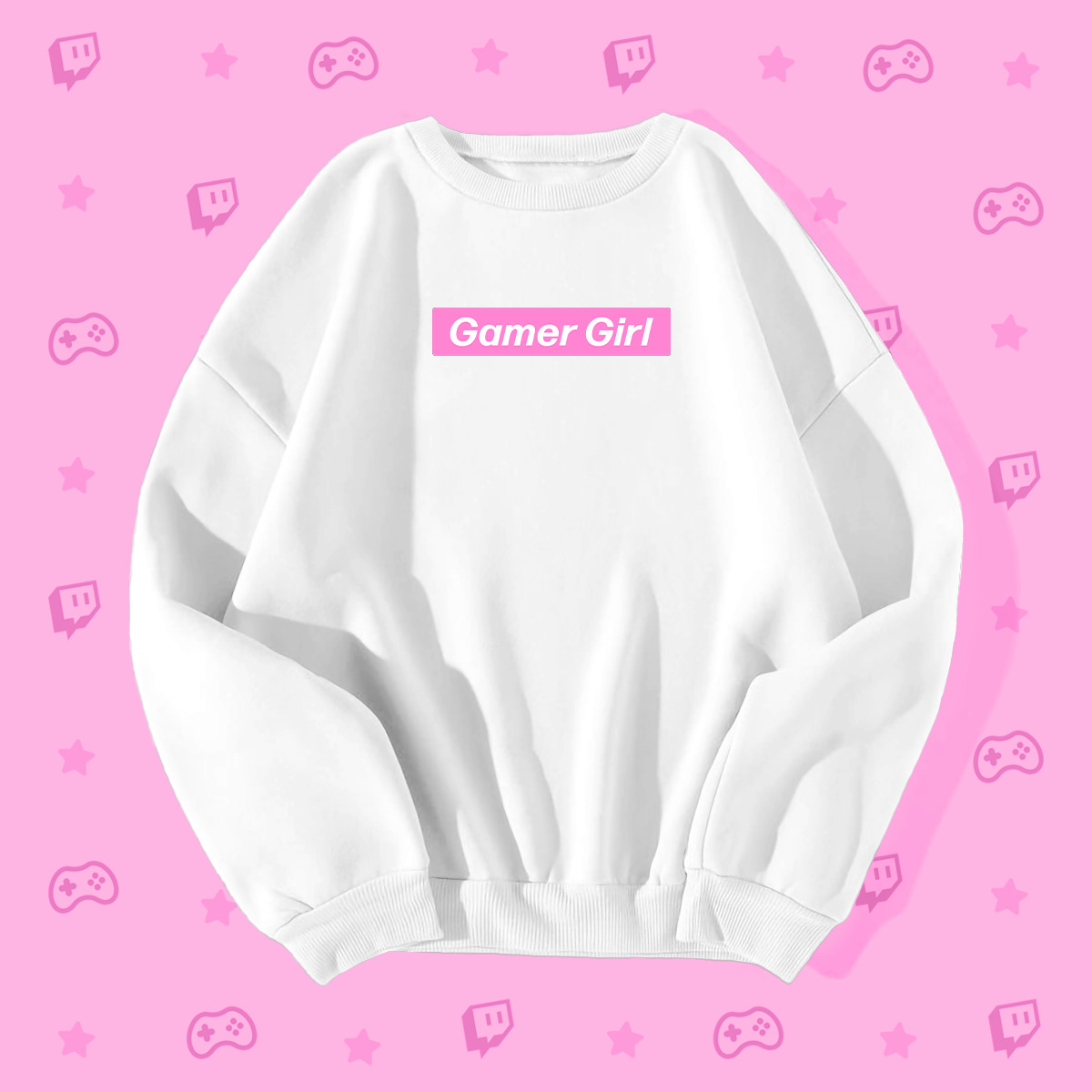 Y2K Grunge Gamer Girl Pink Box Logo Sweatshirt - Retro 90s Fashion, Summer Y2K Outfits
