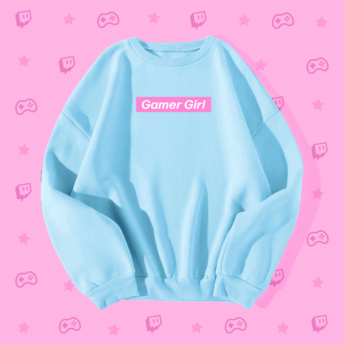 Y2K Grunge Gamer Girl Pink Box Logo Sweatshirt - Retro 90s Fashion, Summer Y2K Outfits