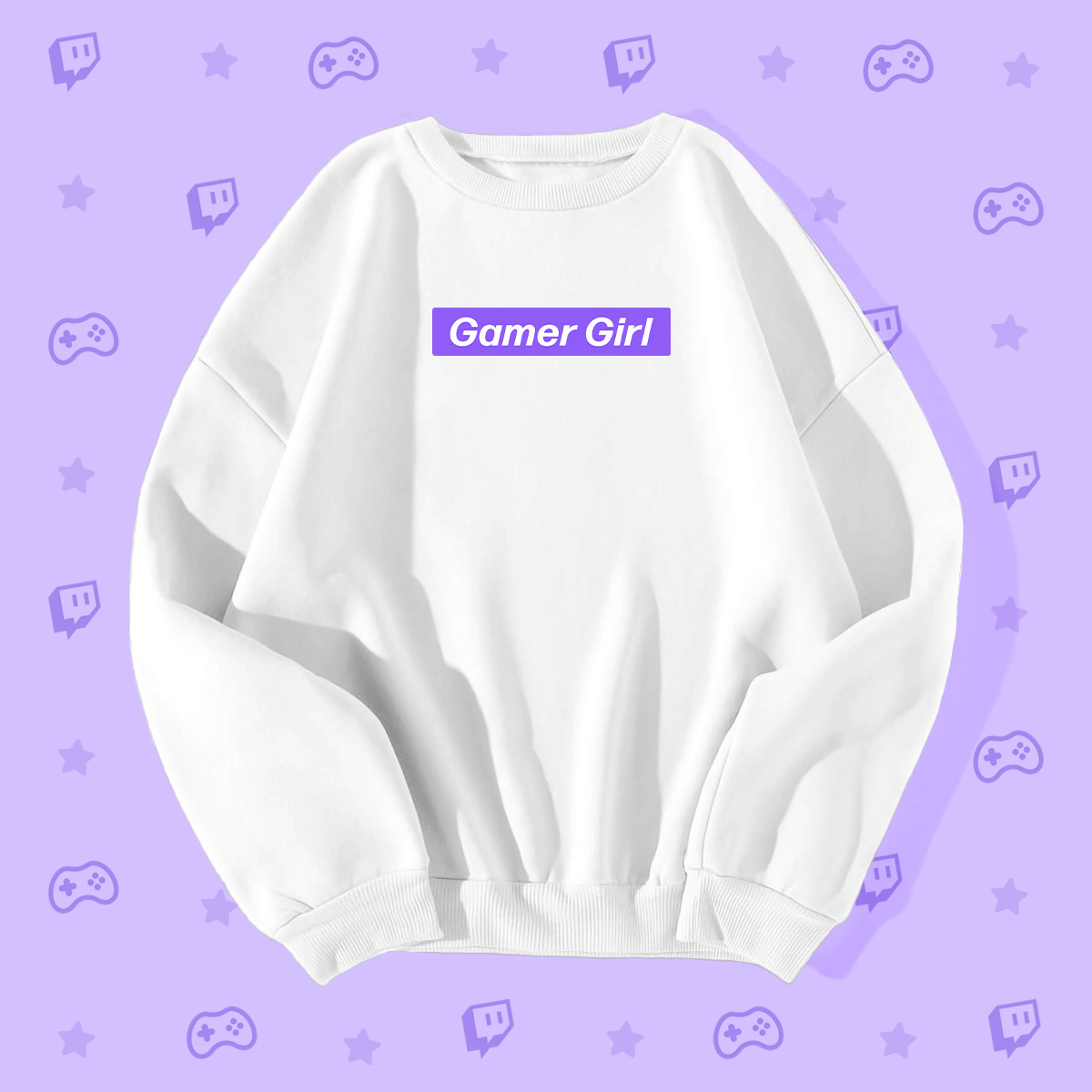 Y2K Grunge Gamer Girl Purple Box Logo Sweatshirt - Retro 90s Fashion, Y2K Summer Outfits