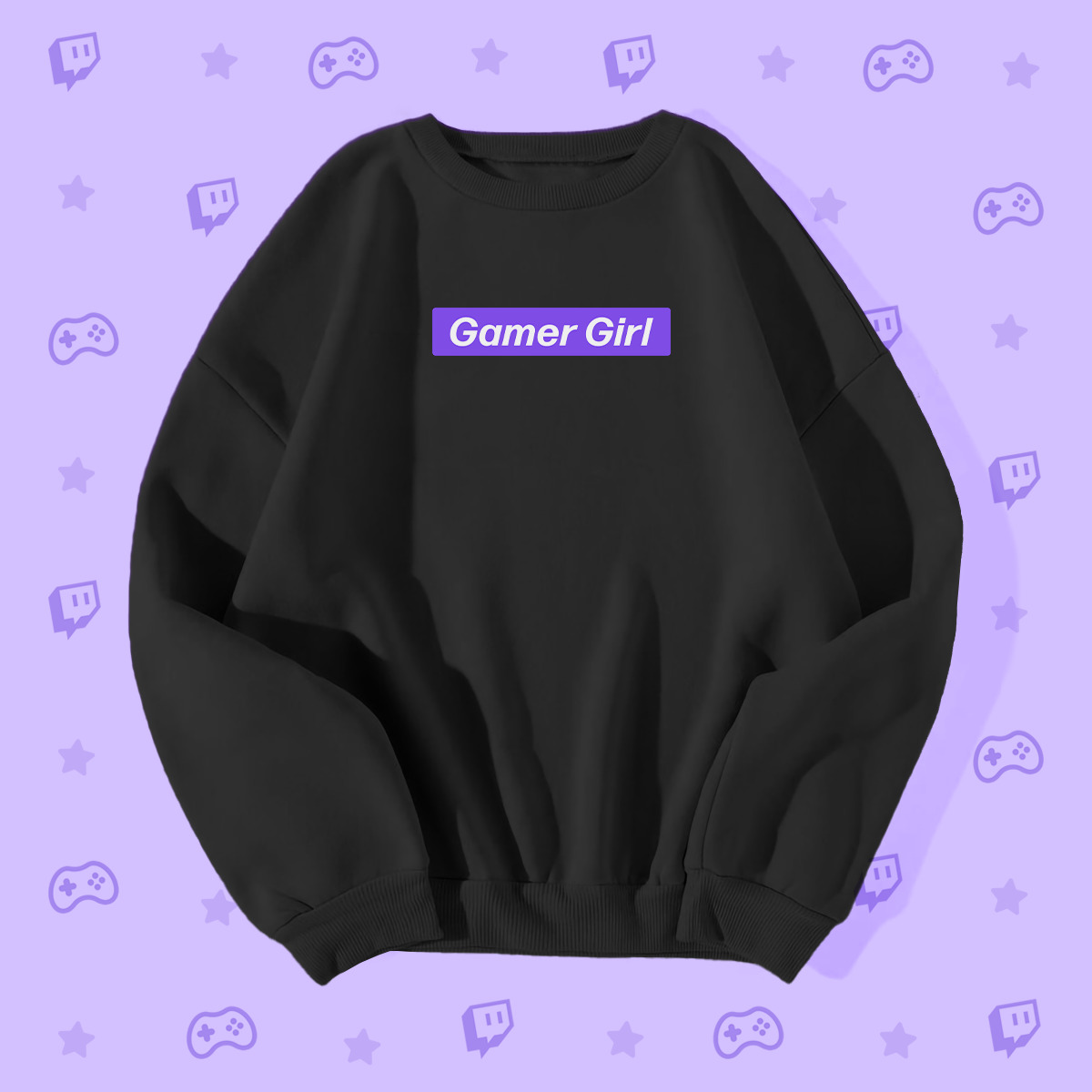 Y2K Grunge Gamer Girl Purple Box Logo Sweatshirt - Retro 90s Fashion, Y2K Summer Outfits