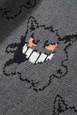 Y2K Grunge Gengar Knitted Sweater - Retro 90s Fashion, Pastel Goth, Y2K Club Outfit