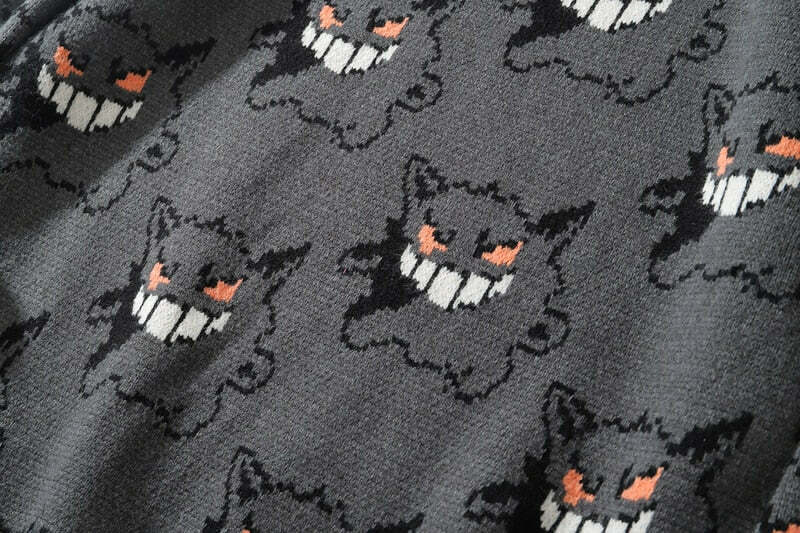 Y2K Grunge Gengar Knitted Sweater - Retro 90s Fashion, Pastel Goth, Y2K Club Outfit