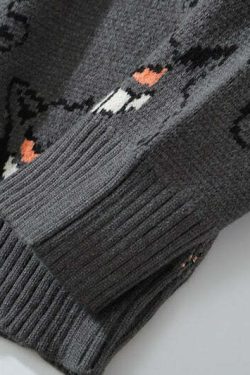 Y2K Grunge Gengar Knitted Sweater - Retro 90s Fashion, Pastel Goth, Y2K Club Outfit
