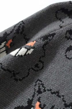 Y2K Grunge Gengar Knitted Sweater - Retro 90s Fashion, Pastel Goth, Y2K Club Outfit