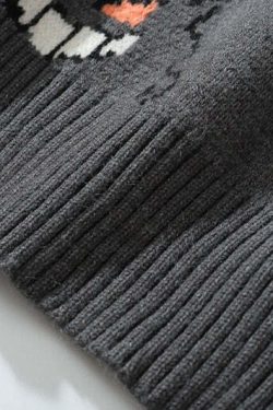 Y2K Grunge Gengar Knitted Sweater - Retro 90s Fashion, Pastel Goth, Y2K Club Outfit