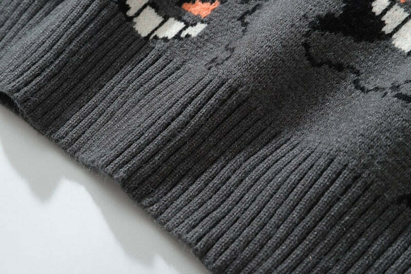 Y2K Grunge Gengar Knitted Sweater - Retro 90s Fashion, Pastel Goth, Y2K Club Outfit