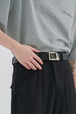 Y2K Grunge Geometric Notch Belt - Perfect for 90s Outfits, Retro Style, and Y2K Fashion