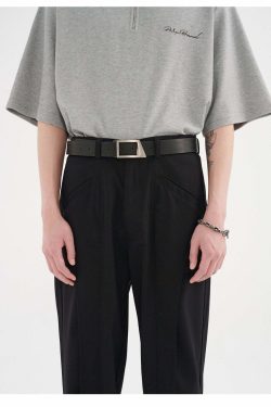 Y2K Grunge Geometric Notch Belt - Perfect for 90s Outfits, Retro Style, and Y2K Fashion