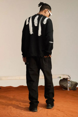 Y2K Grunge Ghost Knit Sweater - Retro 90s Fashion, Summer Outfits, and Pastel Goth Style