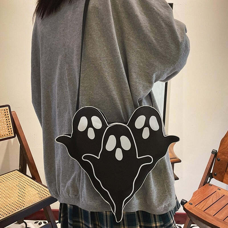 Y2K Grunge Ghost Trio Shoulder Bag - Perfect for 90s Outfits, Summer Y2K Fashion, and Retro Style