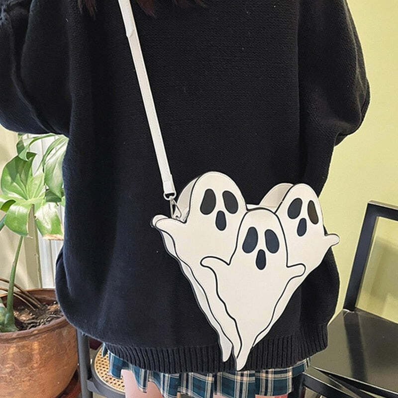 Y2K Grunge Ghost Trio Shoulder Bag - Perfect for 90s Outfits, Summer Y2K Fashion, and Retro Style