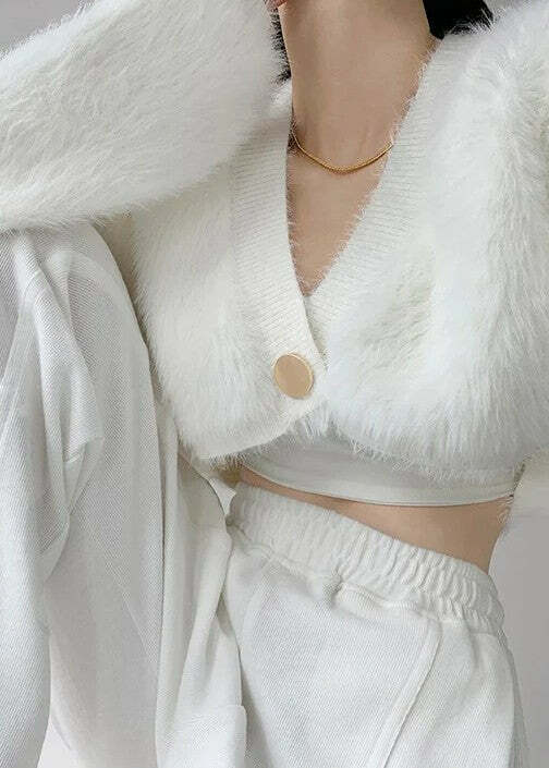 Y2K Grunge Gold Button Cardigan - Retro 90s Fashion, Summer Y2K Outfits, Pastel Goth Style