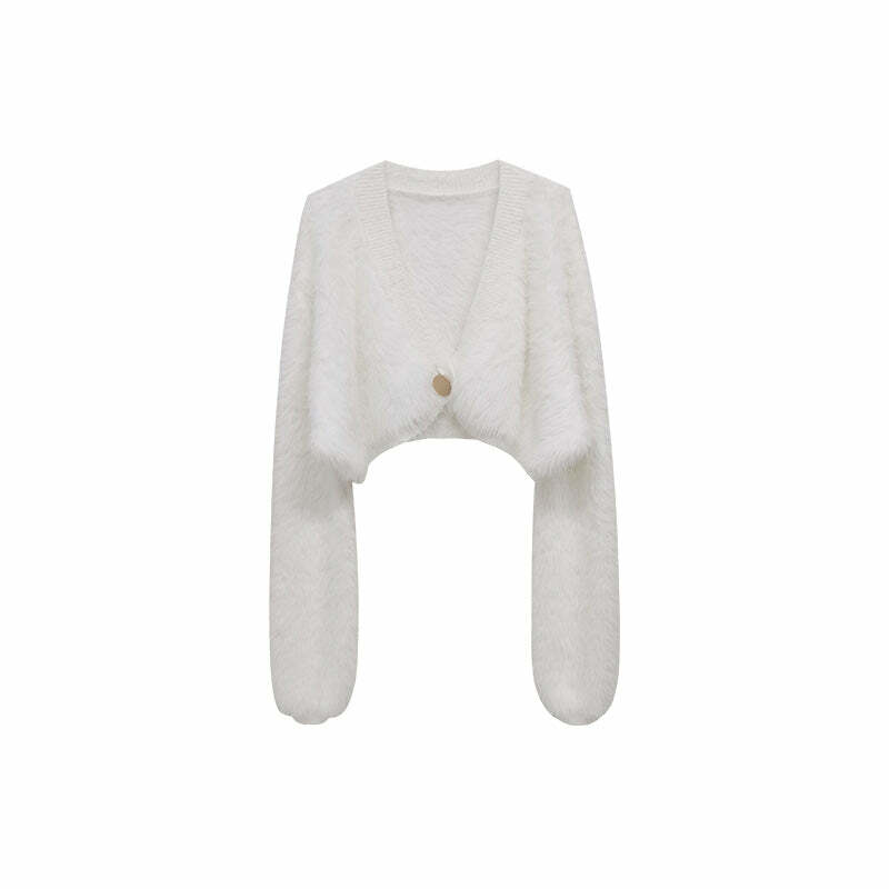 Y2K Grunge Gold Button Cardigan - Retro 90s Fashion, Summer Y2K Outfits, Pastel Goth Style