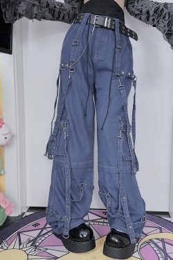 Y2K Grunge Goth Baggy Cargo Jeans - Retro 90s Summer Outfit, Y2K Fashion Essentials