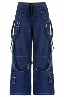 Y2K Grunge Goth Baggy Cargo Jeans - Retro 90s Summer Outfit, Y2K Fashion Essentials