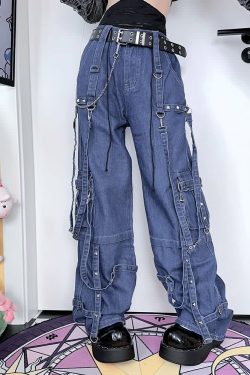 Y2K Grunge Goth Baggy Cargo Jeans - Retro 90s Summer Outfit, Y2K Fashion Essentials