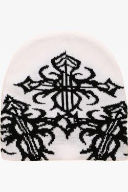 Y2K Grunge Goth Beanie - Retro 90s Fashion, Summer Outfits, and Pastel Goth Style