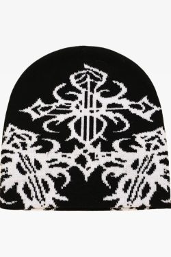 Y2K Grunge Goth Beanie - Retro 90s Fashion, Summer Outfits, and Pastel Goth Style