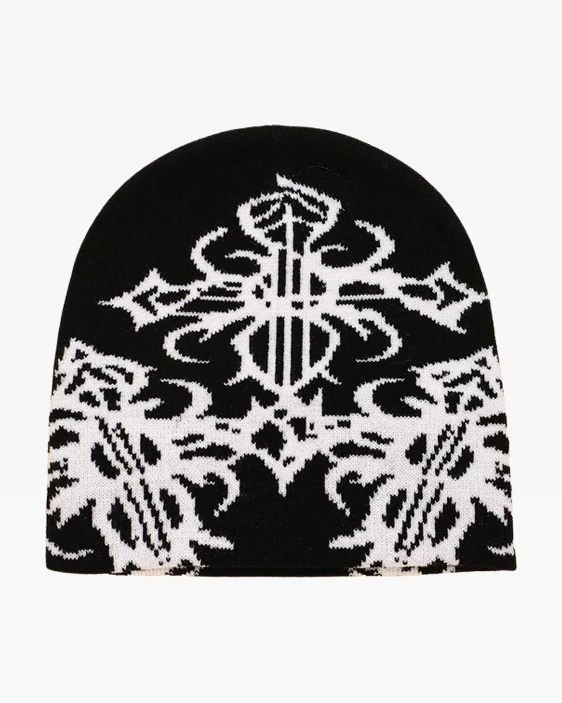 Y2K Grunge Goth Beanie - Retro 90s Fashion, Summer Outfits, and Pastel Goth Style