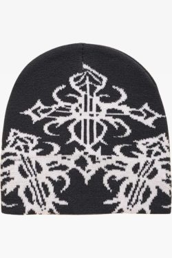 Y2K Grunge Goth Beanie - Retro 90s Fashion, Summer Outfits, and Pastel Goth Style