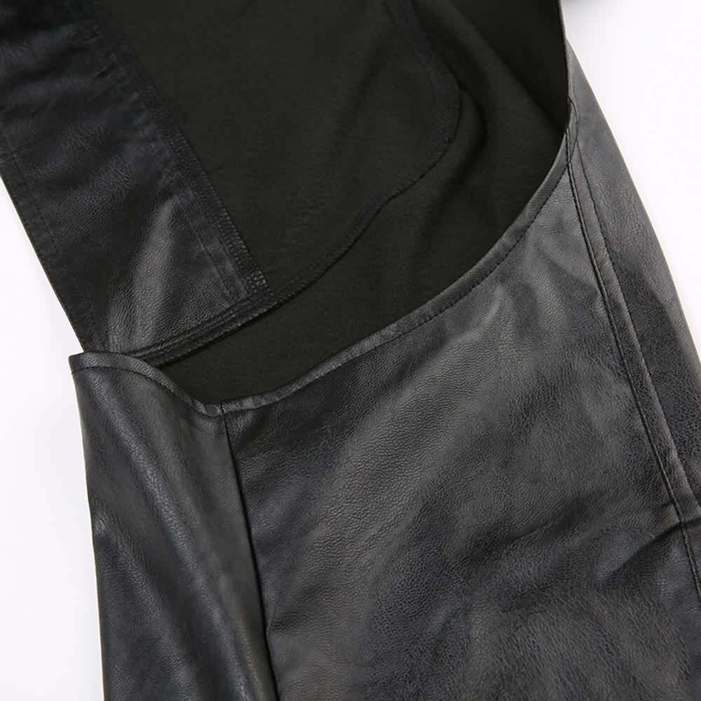 Y2K Grunge Goth Punk Leather Hooded Shrug Jacket - Retro 90s Fashion, Summer & Party Outfits
