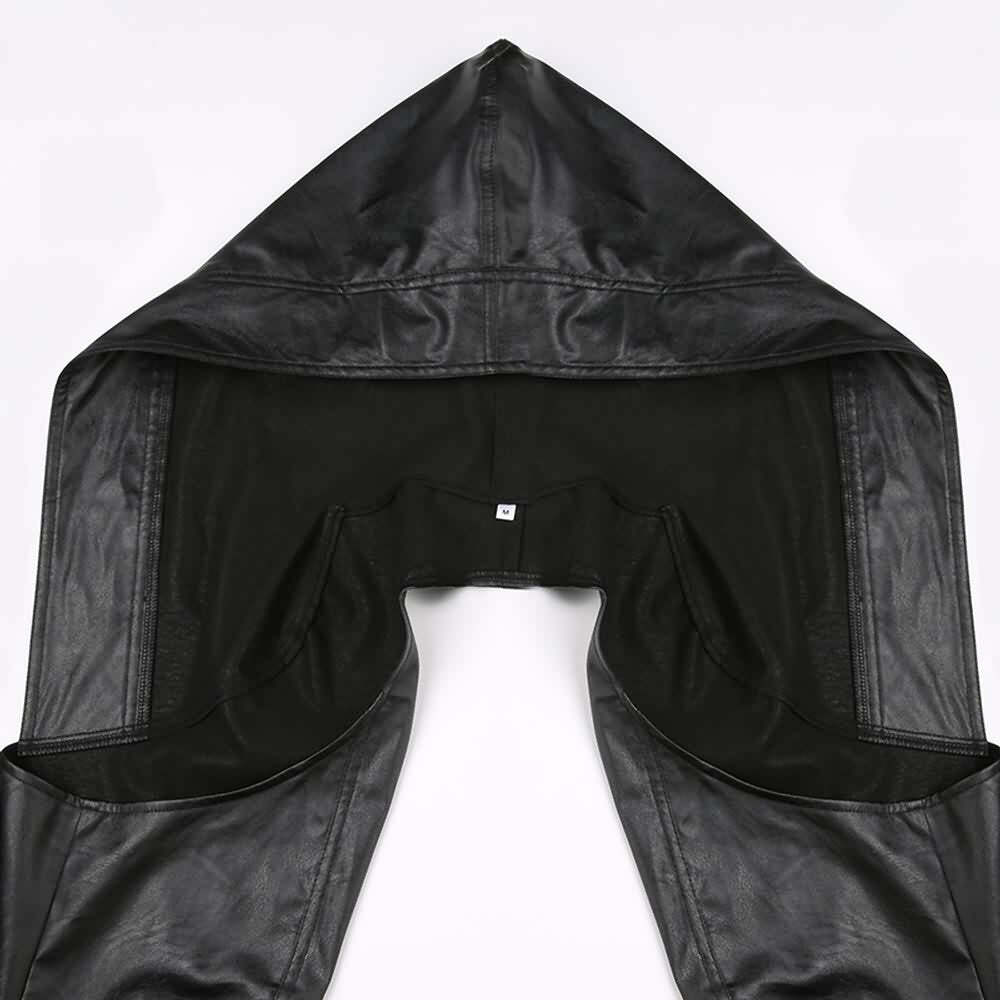 Y2K Grunge Goth Punk Leather Hooded Shrug Jacket - Retro 90s Fashion, Summer & Party Outfits