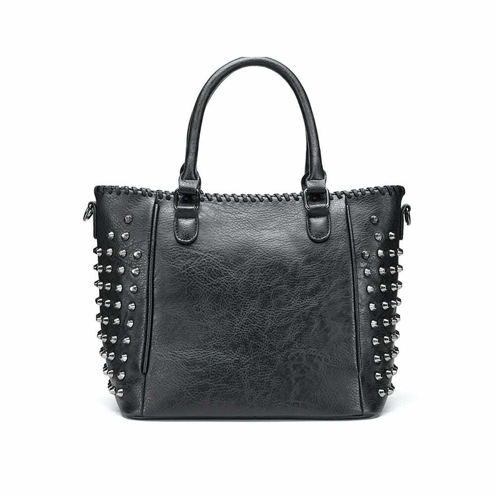 Y2K Grunge Goth Punk Skull Studded Handbag - Retro 90s Fashion, Y2K Club & Party Outfit Accessory