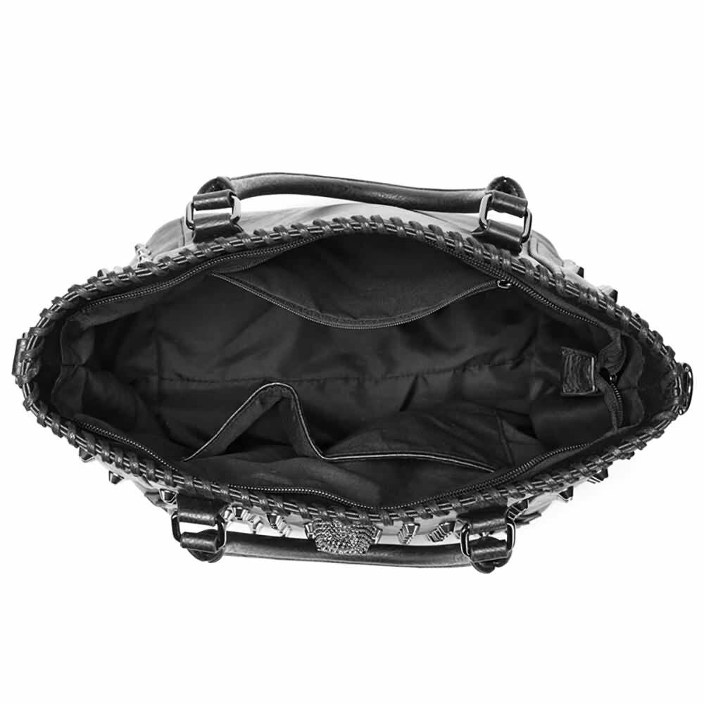 Y2K Grunge Goth Punk Skull Studded Handbag - Retro 90s Fashion, Y2K Club & Party Outfit Accessory