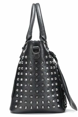 Y2K Grunge Goth Punk Skull Studded Handbag - Retro 90s Fashion, Y2K Club & Party Outfit Accessory
