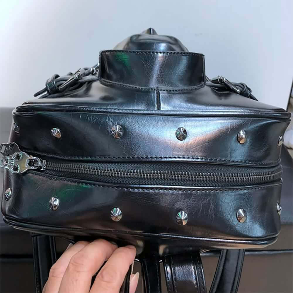 Y2K Grunge Goth Skull Backpack - Retro 90s Fashion, Y2K Club & Party Outfits, Unisex Style