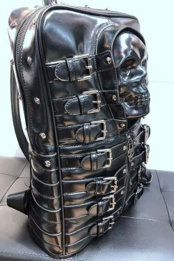 Y2K Grunge Goth Skull Backpack - Retro 90s Fashion, Y2K Club & Party Outfits, Unisex Style
